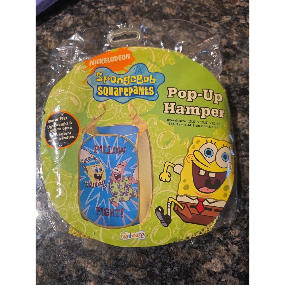 2007 Vtg Nick Spongebob Squarepants Pop-Up Mesh Clothes Hamper with Handles New